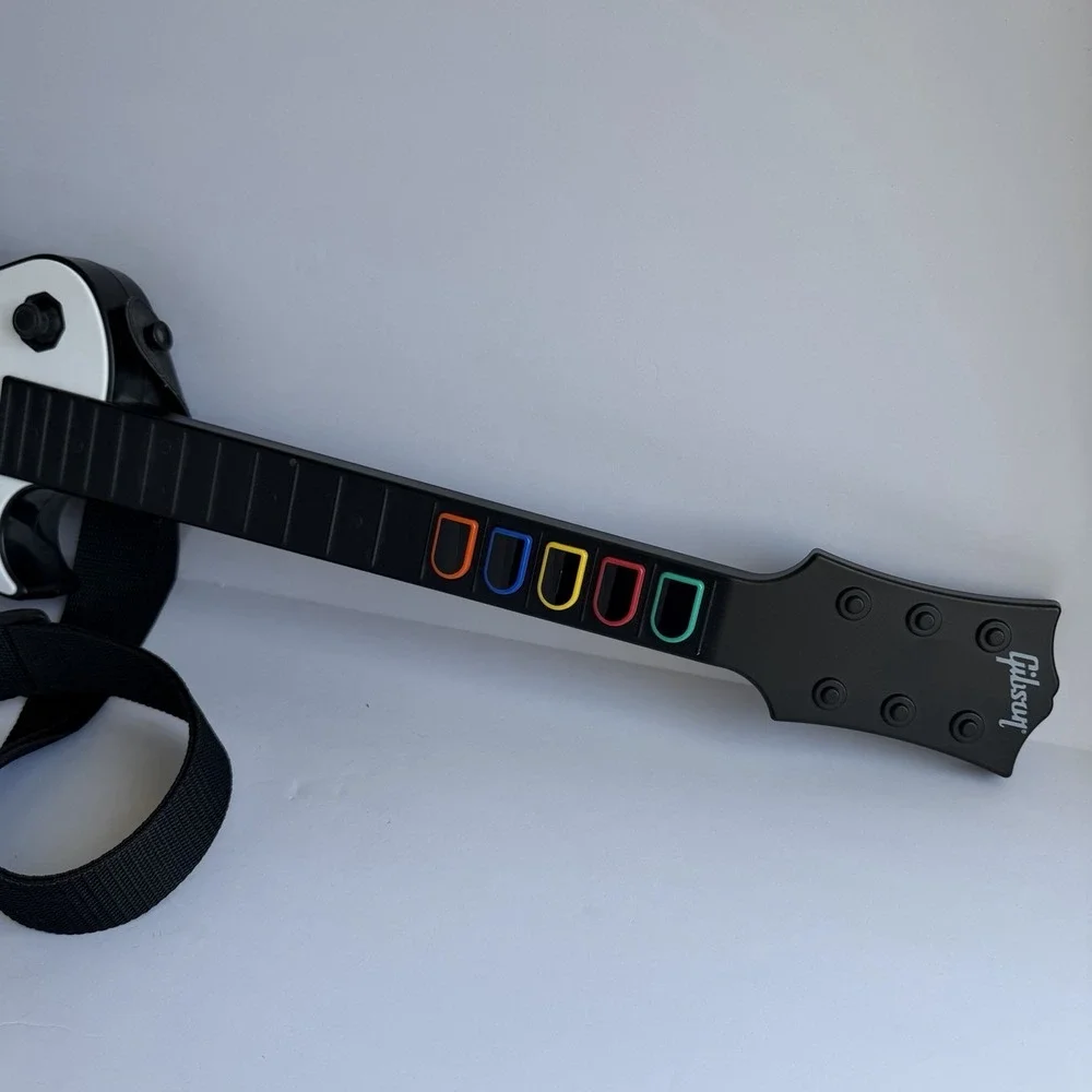 Nintendo Wii Red Octane Gibson Les‎ Paul Guitar Hero White With Strap Untested